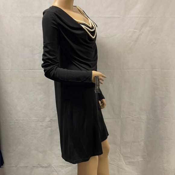 INC International Concepts Faux Pearl Long Sleeve Little Black Dress NWT - Picture 3 of 9